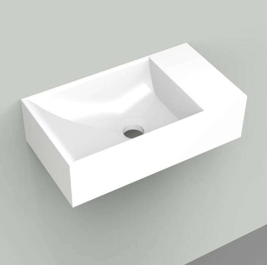 Arcqua Fontein Marble Free 40x22x12 cm Rechts Zonder Overloop en Kraangat Glanzend Wit