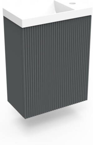 Arcqua Fonteinkast Cement Ridge 40x55x28 cm Incl. Fontein Glans Wit Zonder Overloop
