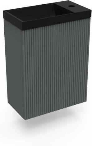 Arcqua Fonteinkast Cement Ridge 40x55x28 cm Incl. Fontein Mat Zwart Zonder Overloop