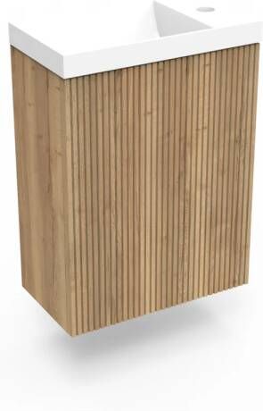 Arcqua Fonteinkast Halifax Oak Ridge 40x55x28 cm Incl. Fontein Glans Wit Zonder Overloop