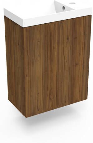 Arcqua Fonteinkast Maddison Oak Luna 40x55x28 cm Incl. Fontein Glans Wit Met Overloop