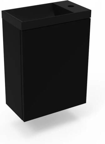Arcqua Fonteinkast Mat Zwart Luna 40x55x28 cm Incl. Fontein Mat Zwart Zonder Overloop