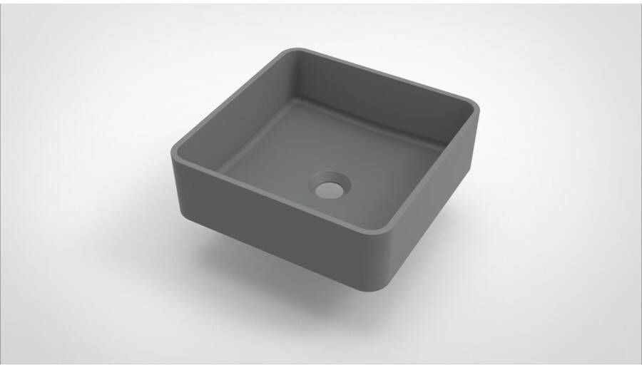 Arcqua Case waskom 37x37cm Vierkant Cast marble Grijs Mat WAS452415