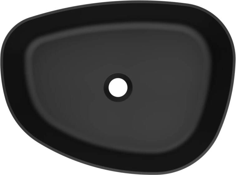 Arcqua Rocker waskom 50x37x13cm opbouw rechts organisch cast marble zwart mat WAS123440