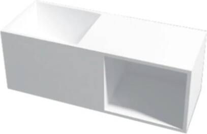 Douche Concurrent Fontein Ole Rechthoek 54x20x20cm Solid Surface Mat Wit Zonder Kraangat met Waste