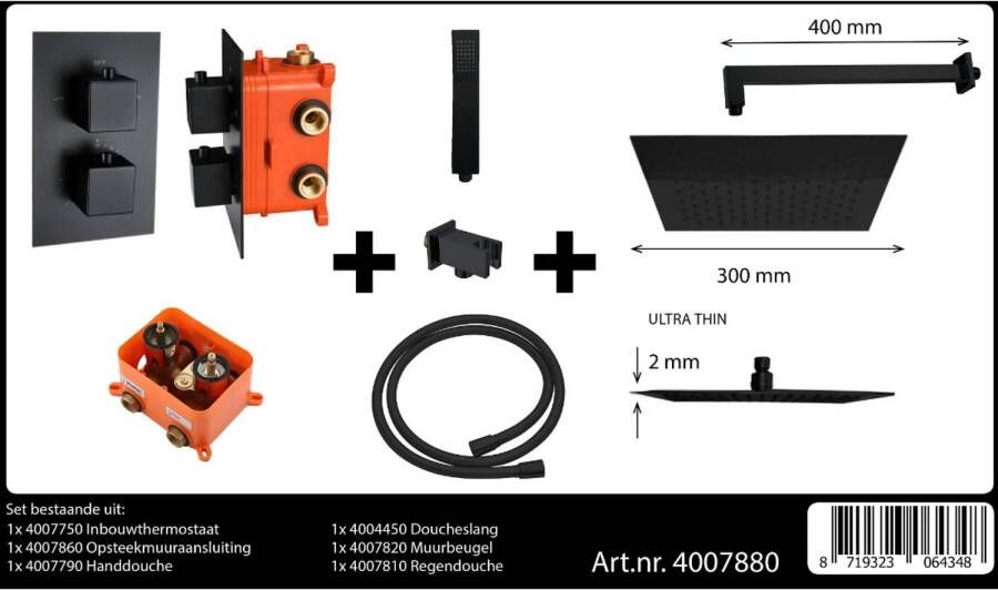 Best Design Best-Design "One-Pack" Inbouw-Regendoucheset "Stylmo-Nero M-300" Mat-Zwart - Foto 2