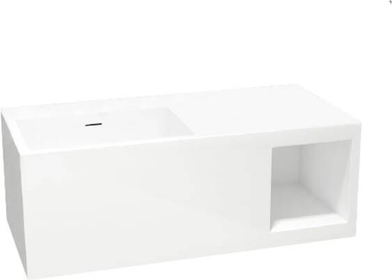 Douche Concurrent Wastafel Hangend Serena Rechthoek 95x45x35cm Solid Surface Mat Wit Zonder Kraangat