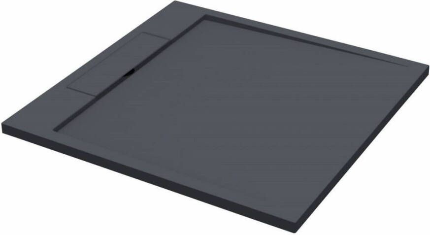Best Design Douchebak Decent 100x100x3.5 cm Solid Surface Mat Zwart