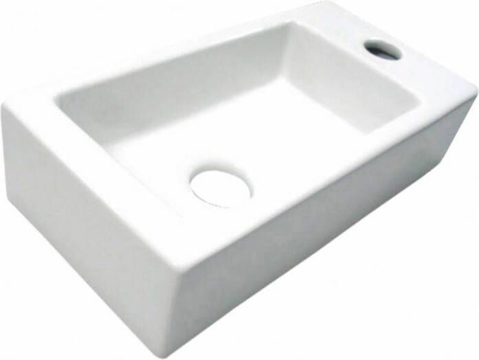 Douche Concurrent Fontein Mini Block Rechthoek Rechts 37x18x9cm Keramiek Mat Wit