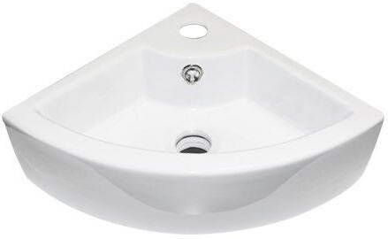 Douche Concurrent Fontein Floor Kwartrond Hoek 32x32 5x13cm Keramiek Glans Wit met Overloop