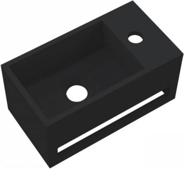 Best Design Fontein Mona-Black 33x18x16 cm incl. Handdoekhouder Rechts Solid Surface Mat Zwart