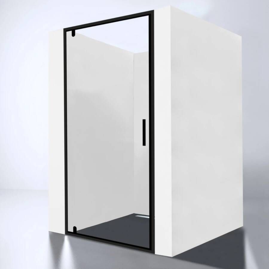 Best Design Baron nisdeur 80x200cm 8mm veiligheidsglas aluminium zwart
