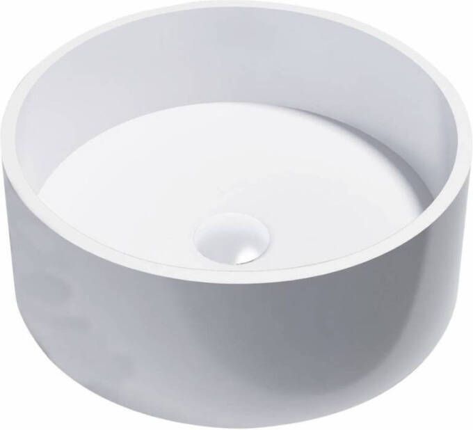 Douche Concurrent Waskom Opbouw Knock Rond 40x40x15cm Solid Surface Mat Wit