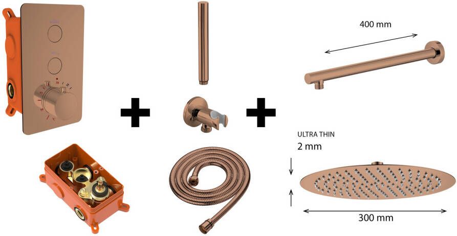 Best Design Regendoucheset One Pack Inbouw Thermostaat Dijon M300 PVD Glans Brons