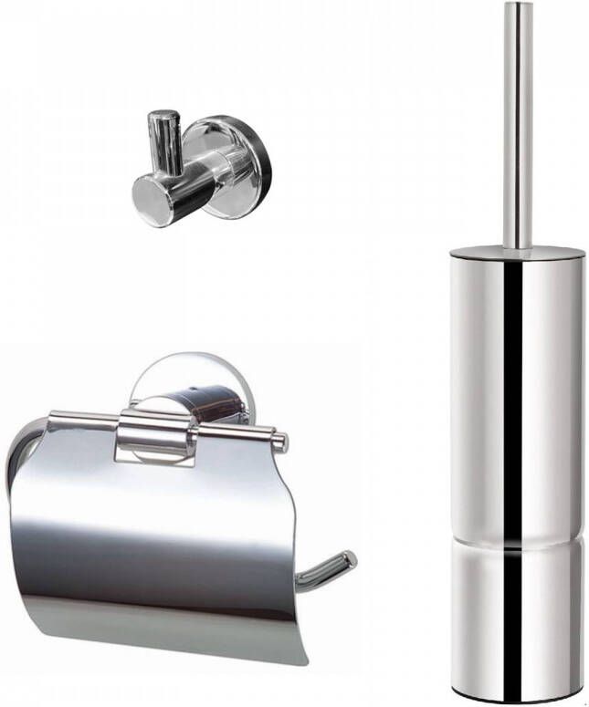 Best Design Luxe-Rome toilet accessoireset 3-delig met toiletborstelhouder toiletrolhouder en handdoekhaak chroom 4011990