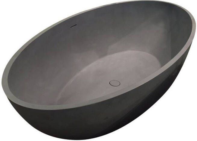 Douche Concurrent Ligbad Vrijstaand Nature Solid Ovaal 85x180x52cm Solid Surface Lava met Badwaste en Overloop
