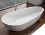 Douche Concurrent Ligbad Vrijstaand Solid Ovaal 90x180x60cm Solid Surface Glans Wit met Badwaste en Overloop - Thumbnail 2