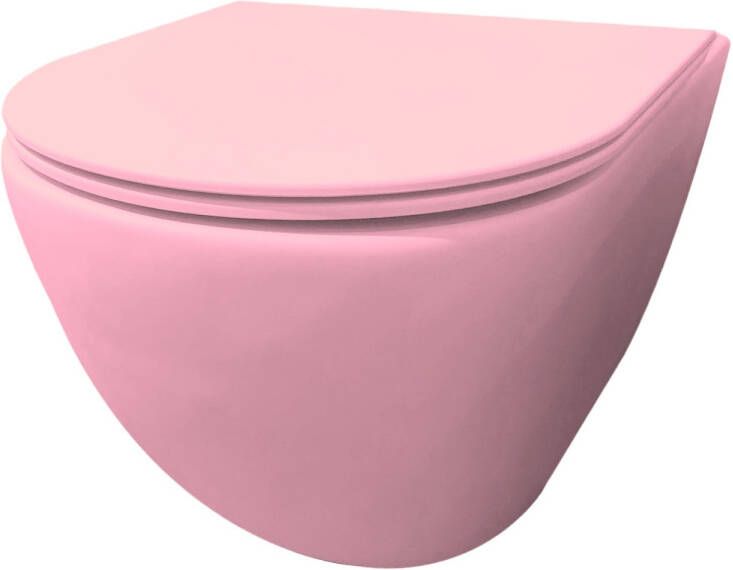 Best Design morrano-49-zonder-spoelrand wandcloset blinde bevestiging incl. zitting mat-lichtroze mat 4016760