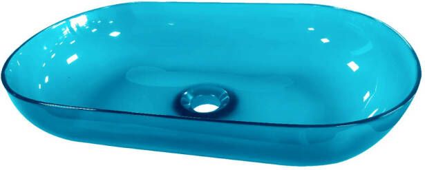 Douche Concurrent Waskom Opbouw Best Design Ovaal 54x34x12cm Transparant Blauw