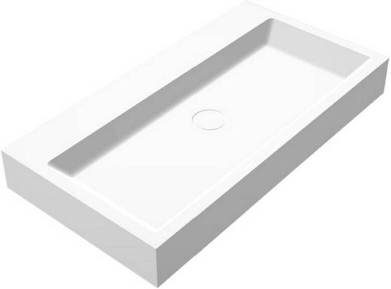 Douche Concurrent Wastafel Hangend Opera 80 Rechthoek 80x42x10cm Solid Surface Mat Wit Zonder Kraangat