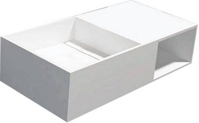 Douche Concurrent Wastafel Hangend QWEE 80 Rechthoek 80x40x20cm Solid Surface Glans Wit Zonder Kraangat