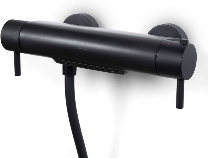 Bongio Badkraan Waterval Squadra Opbouw Thermostatisch met Omstel Mat Zwart