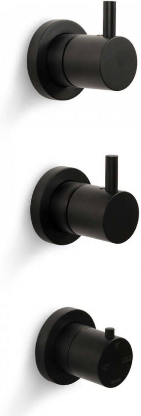 Bongio Inbouw Douchekraan Squandra Thermostatisch met 2 Stopkranen en Installatiebrug Mat Zwart