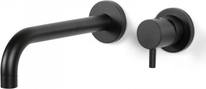 Bongio Wastafelmengkraan Inbouw Squadra 22 cm Uitloop met Installatiebrug Mat Zwart