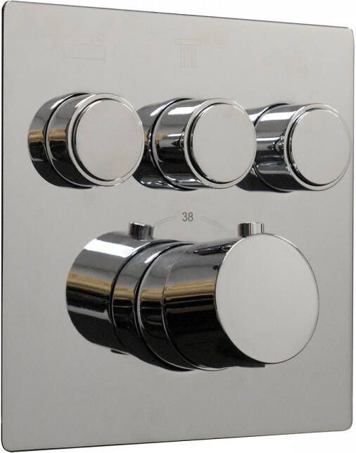 Boss & Wessing OUTLET Afbouwdeel BWS Douchekraan Thermostatisch 3-Wegs Chroom