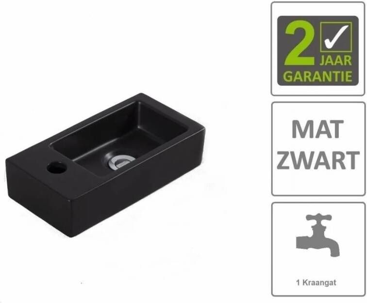 Boss & Wessing AQS Fontein Rino Mini Links 36x18x9 cm Mat Zwart