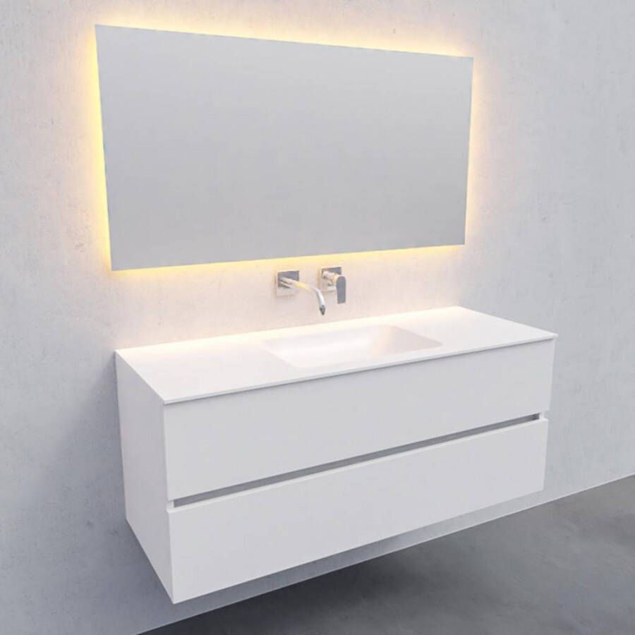 Boss & Wessing Badkamermeubel Solid Surface AQS Oslo 120x46 cm Midden Mat Wit