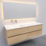 Boss & Wessing Badkamermeubel Solid Surface BWS Oslo 150x46 cm Rechts Wood Washed Oak 4 Laden (0 kraangaten) - Thumbnail 2