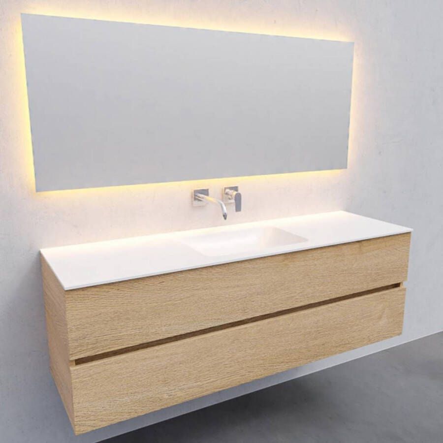 Boss & Wessing Badkamermeubel Solid Surface AQS Oslo 150x46 cm Midden Wood Washed Oak