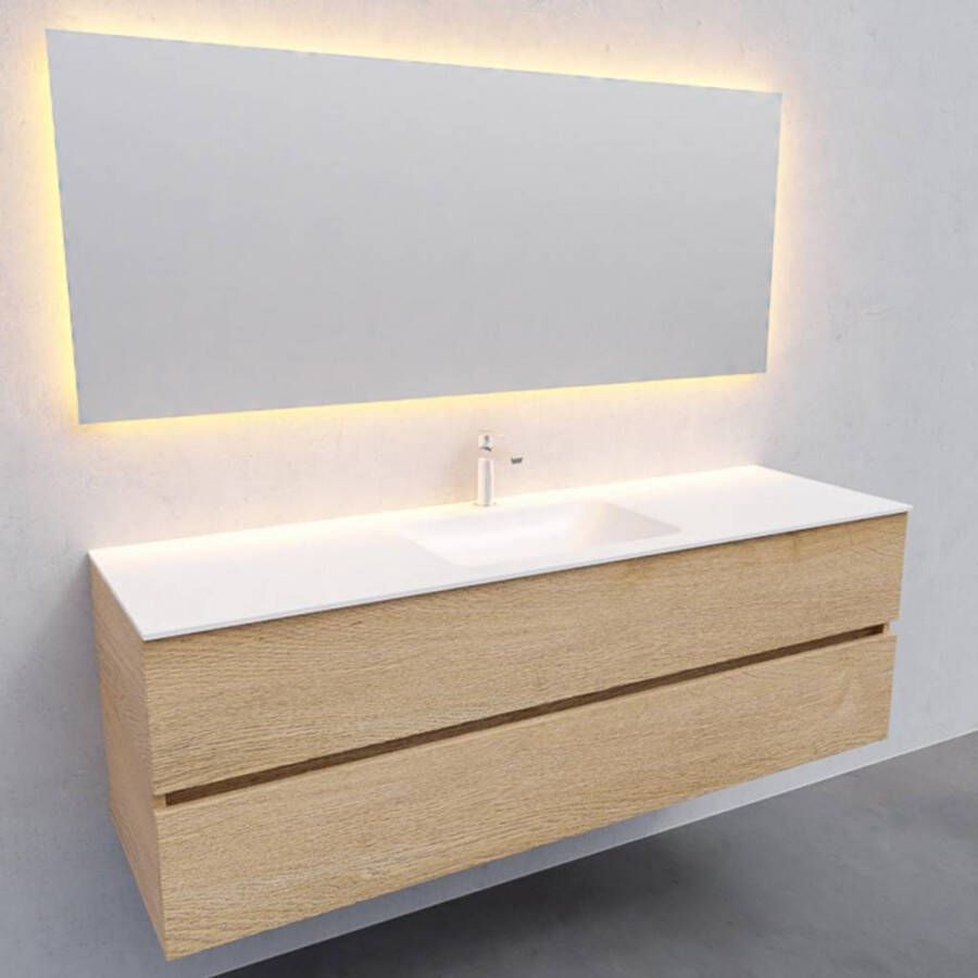 Boss & Wessing Badkamermeubel Solid Surface AQS Oslo 150x46 cm Midden Wood Washed Oak
