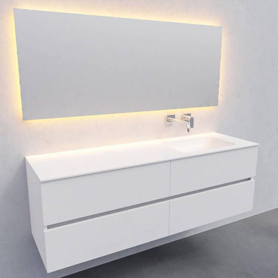 Boss & Wessing Badkamermeubel Solid Surface BWS Oslo 150x46 cm Rechts Mat Wit 4 Laden (met 1 kraangat) - Foto 2