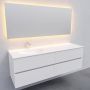 Boss & Wessing Badkamermeubel Solid Surface BWS Stockholm 150x46 cm Rechts Mat Wit 4 Laden (zonder kraangaten) - Thumbnail 2