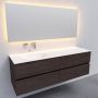 Boss & Wessing Badkamermeubel Solid Surface BWS Stockholm 150x46 cm Links Wood Dark Brown 4 Laden (0 kraangaten) - Thumbnail 2