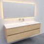 Boss & Wessing Badkamermeubel Solid Surface BWS Stockholm 150x46 cm Rechts Wood Washed Oak 4 Laden (met 1 kraangat) - Thumbnail 2