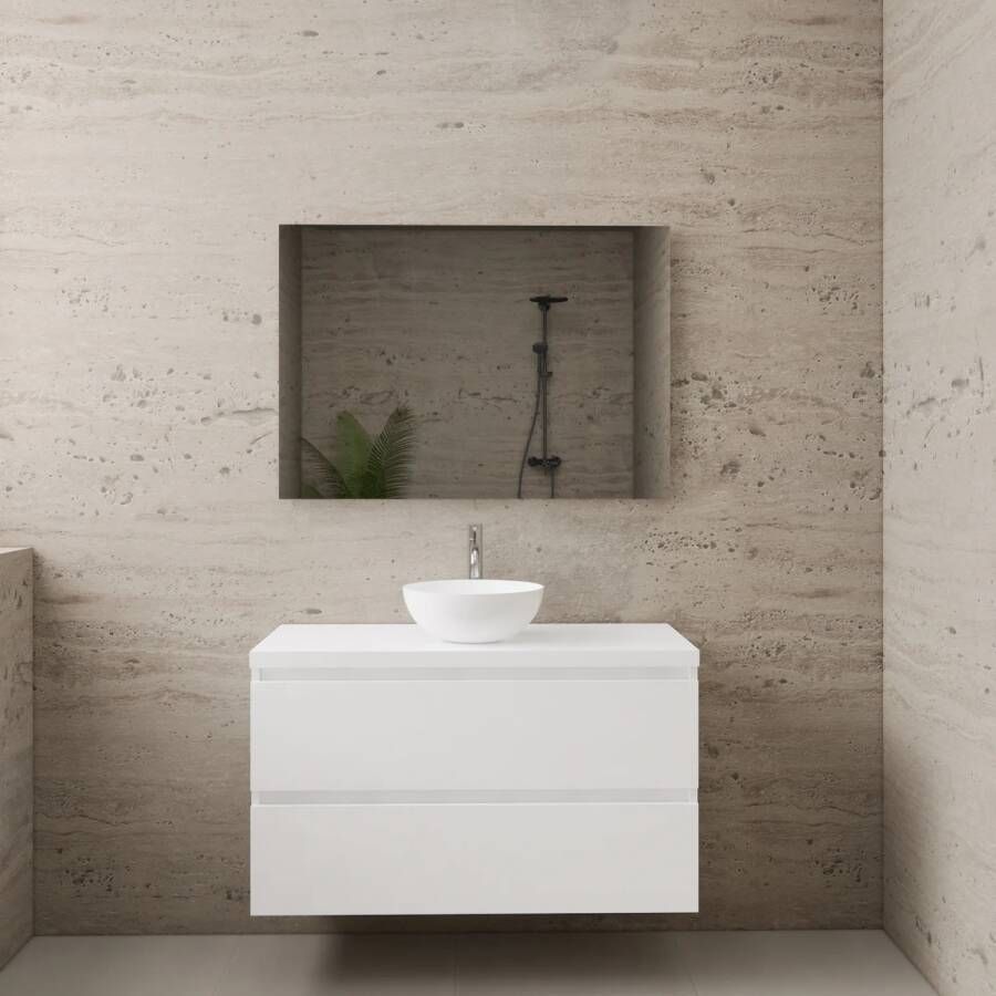 Boss & Wessing ACTIE BWS Badmeubel | Paris | Hoogglans Wit | 100 cm | met topplaat