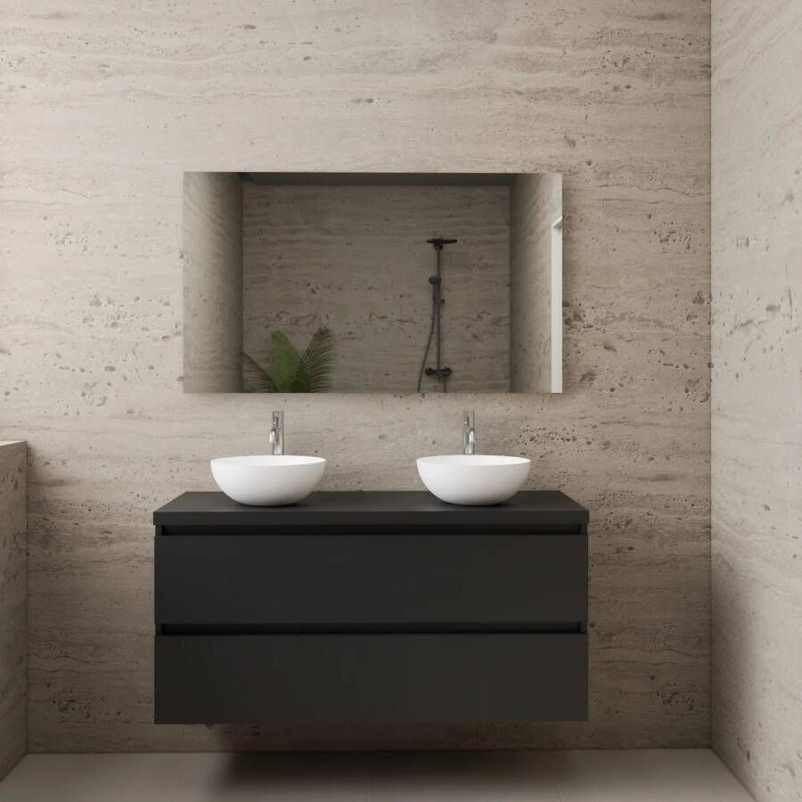 Boss & Wessing ACTIE BWS Badmeubel | Paris | Mat Zwart | 120 cm | met topplaat