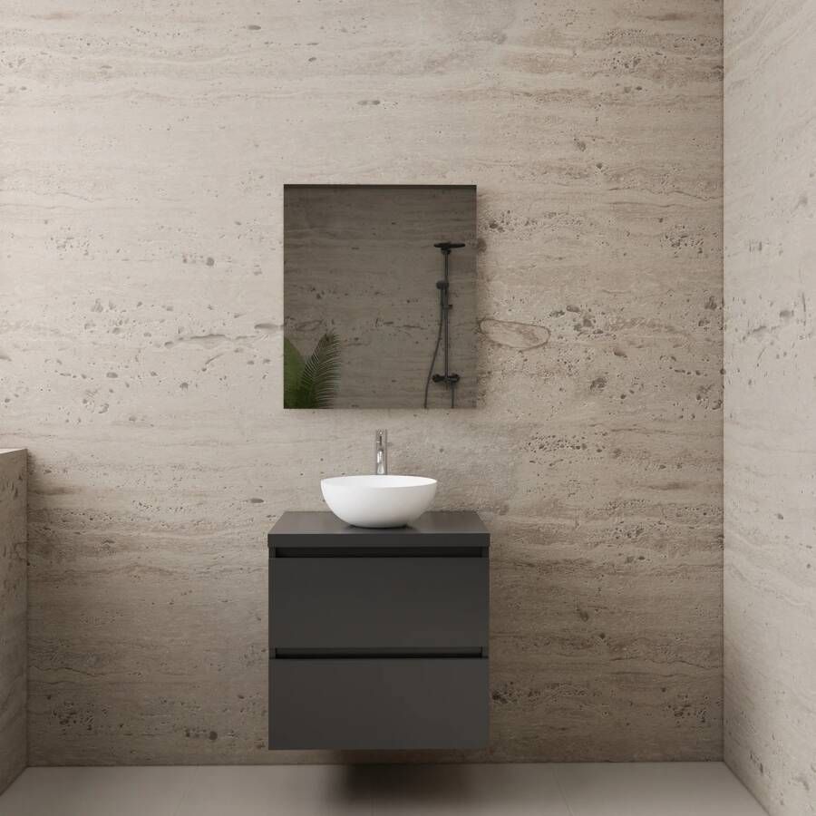 Boss & Wessing ACTIE BWS Badmeubel | Paris | Hoogglans Antraciet | 60 cm | met topplaat