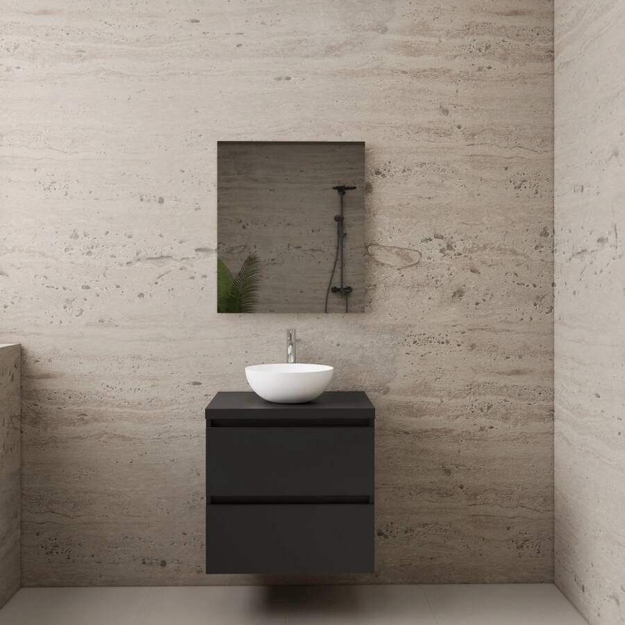 Boss & Wessing ACTIE BWS Badmeubel | Paris | Mat Zwart | 60 cm | met topplaat