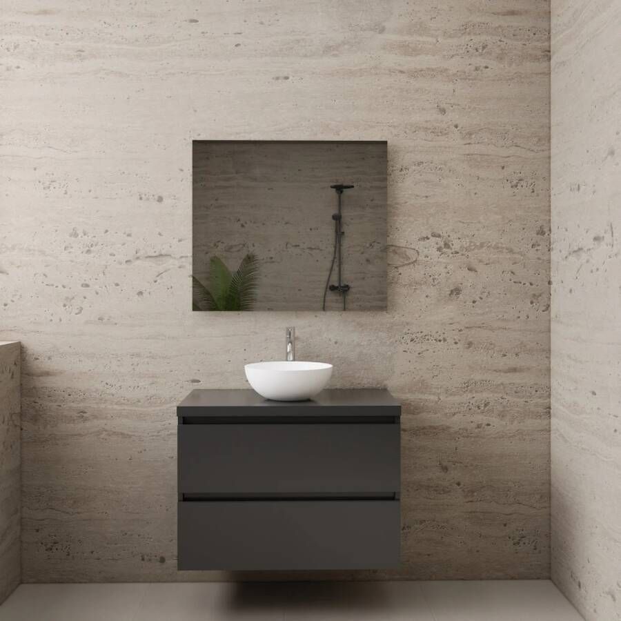 Boss & Wessing ACTIE BWS Badmeubel | Paris | Hoogglans Antraciet | 80 cm | met topplaat