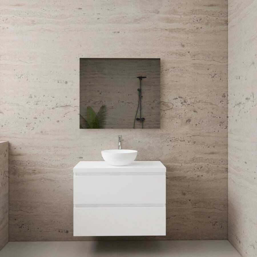 Boss & Wessing ACTIE BWS Badmeubel | Paris | Hoogglans Wit | 80 cm | met topplaat