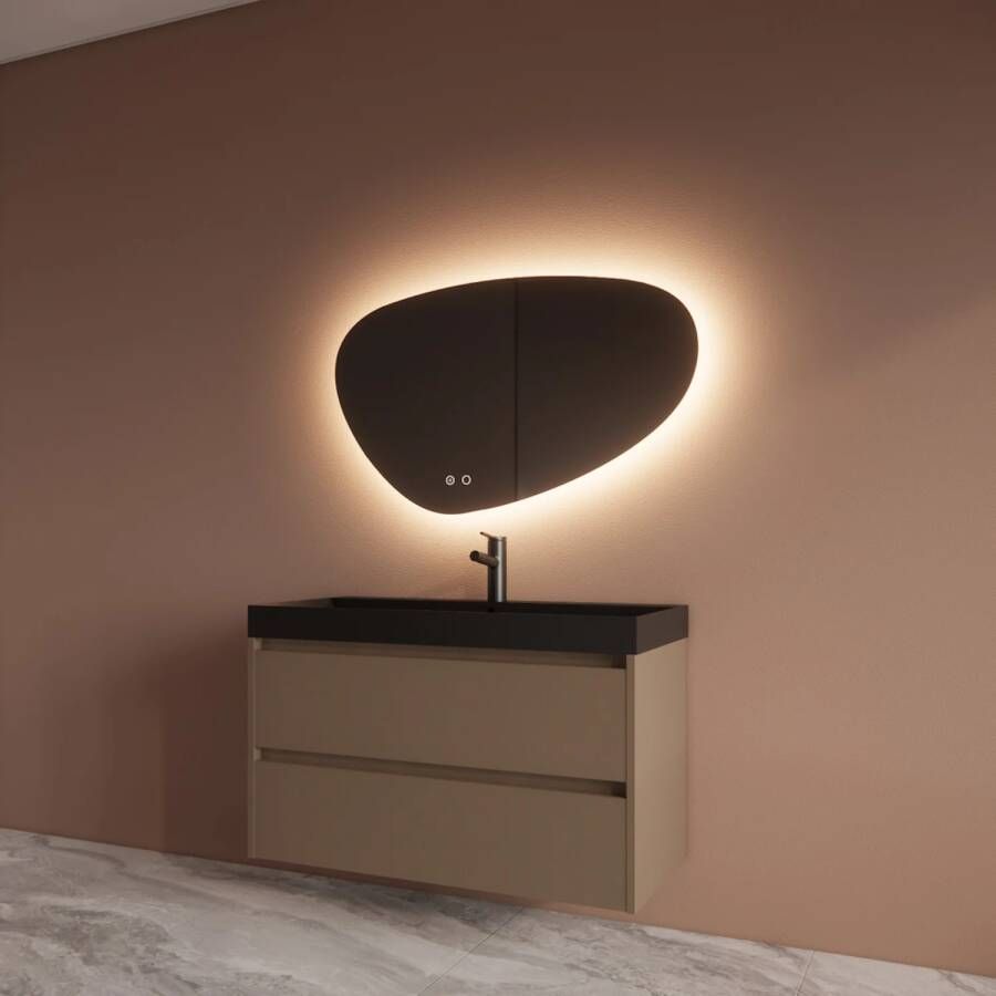 Boss & Wessing Badmeubelset BWS Riga Met Lako Wastafel Zwart 100 cm Latte