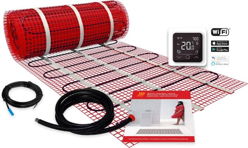 Boss & Wessing BWS By Magnum Elektronische Vloerverwarming Set 1 m2 150 Watt Wifi Thermostaat Wit