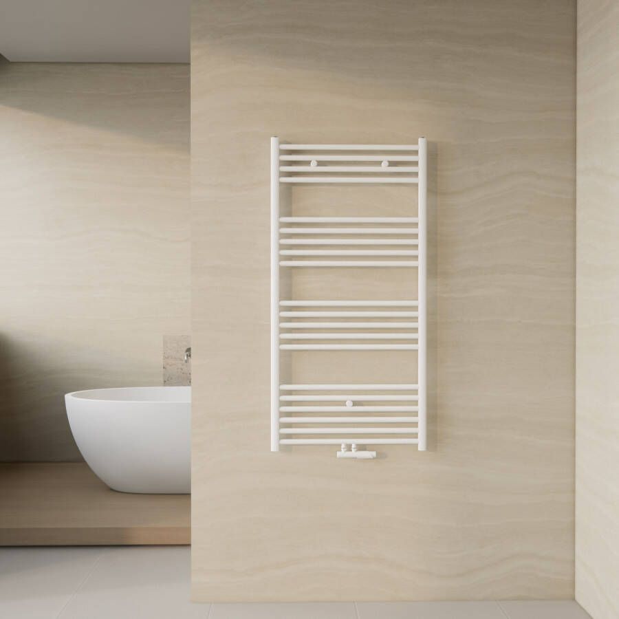 Boss & Wessing Designradiator BWS Nile Gobi 120x60cm Wit Zij Aansluiting (Links Rechts Aansluiting) OP = OP - Foto 2