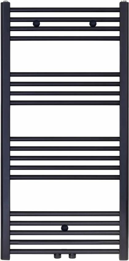 Boss & Wessing Designradiator BWS Nile Gobi 110x60cm Geborsteld Mat Zwart Midden zij-aansluiting