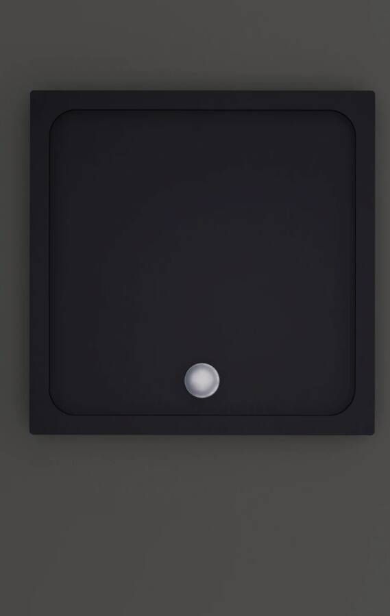 Boss & Wessing Douchebak BWS Dana Vierkant Cast Marble 90x90 cm Zelfdragend Mat Zwart