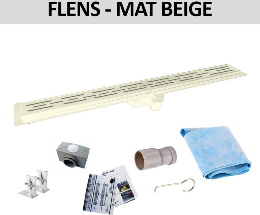 Boss & Wessing Douchegoot Flens BWS Met Uitneembaar Sifon 100 cm Mat Beige